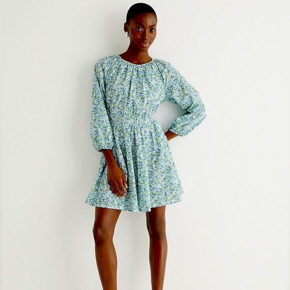 J Crew Palermo Smocked Waist Mini Dress in Liberty® Thorpe Hill Fabric NWT - Picture 2 of 11